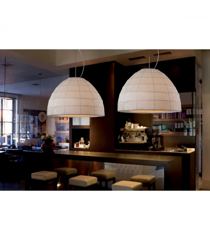 Clearance - Domo Pendant 3 Light E27 Polished Chrome/Red Fabric Shade-3