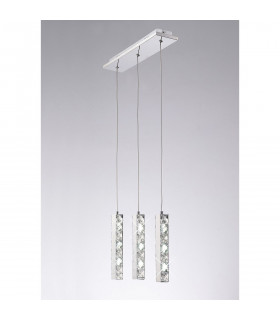 Clearance - Galaxy Linear Pendant 3 Drop LED 6000K 3 X 3W Polished Chrome Crystal-2