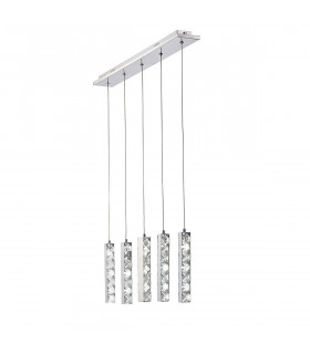 Clearance - Galaxy Linear Pendant 5 Drop 15W LED 6000K Polished Chrome Crystal-1