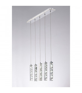 Clearance - Galaxy Linear Pendant 5 Drop 15W LED 6000K Polished Chrome Crystal-2