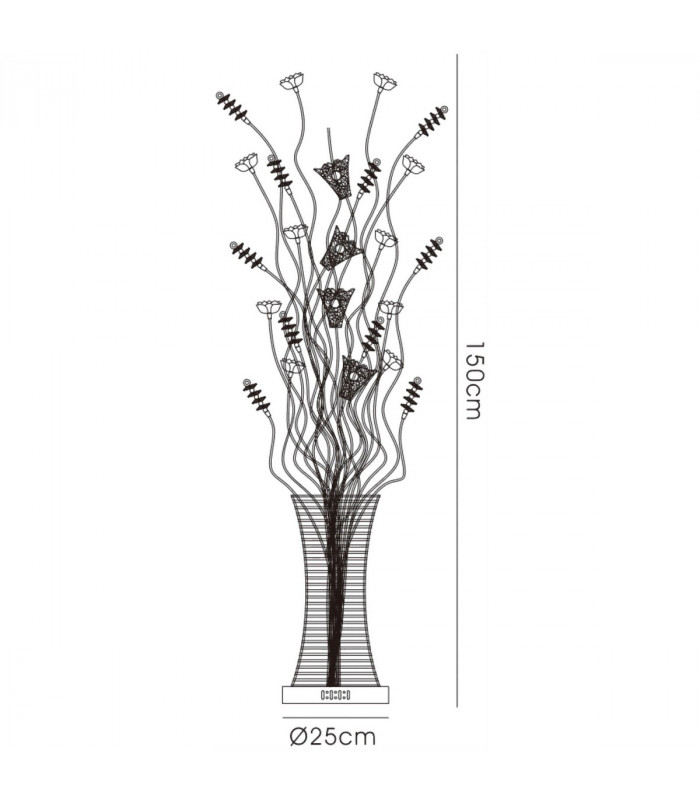 Clearance - (DH) Rouge Floor Lamp 7 Light G4 Black/Red/Chrome/Crystal NOT LED/CFL Compatible-4