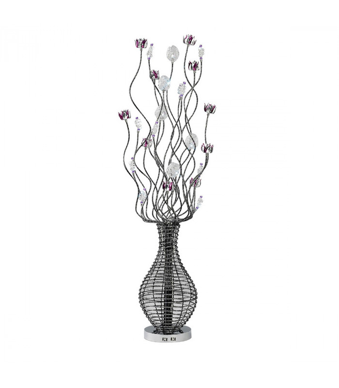 Clearance - (DH) Viola Floor Lamp 7 Light G4 Black/Purple/Chrome/Crystal NOT LED/CFL Compatible-1
