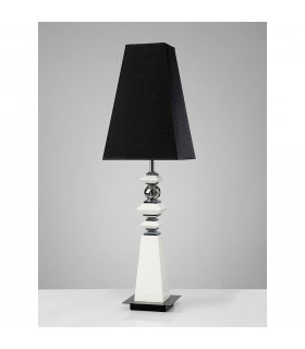 Clearance - (DH) Galata Table Lamp E27 Black Shade White/Crystal-2