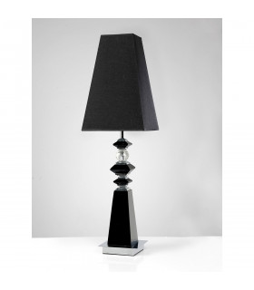 Clearance - (DH) Galata Table Lamp E27 Black Shade Black/Crystal-2