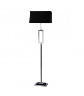 Clearance - (DH) Linea Floor Lamp E27 Black Shade Polished Chrome/Black/Crystal-1