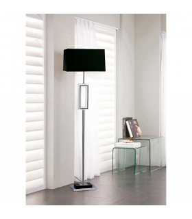 Clearance - (DH) Linea Floor Lamp E27 Black Shade Polished Chrome/Black/Crystal-2