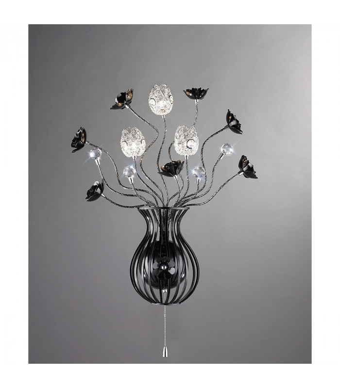 Clearance - (DH) Bonita Wall Lamp 3 Light G4 Aluminium/Black/Crystal NOT LED/CFL Compatible-2