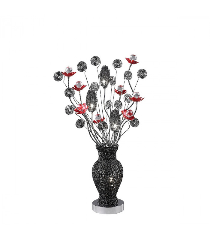 Clearance - (DH) Nevada Table Lamp 4 Light G4 Black/Red/Crystal NOT LED/CFL Compatible-1