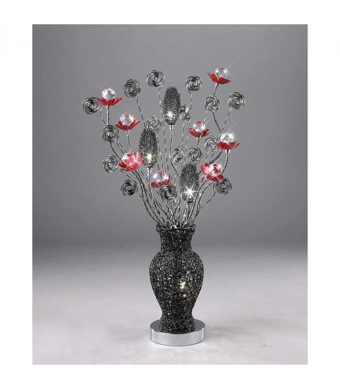 Clearance - (DH) Nevada Table Lamp 4 Light G4 Black/Red/Crystal NOT LED/CFL Compatible-2