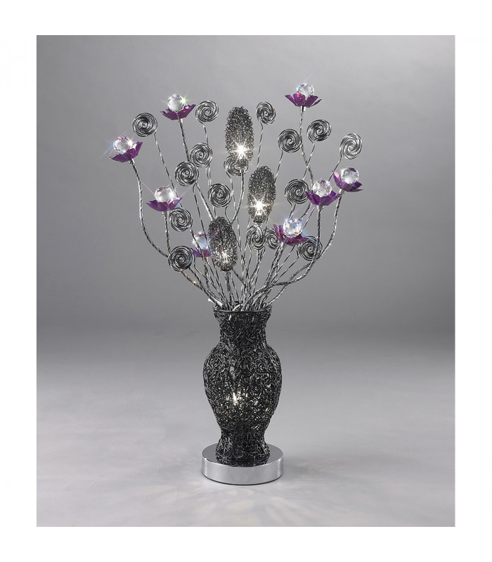 Clearance - (DH) Nevada Table Lamp 4 Light G4 Black/Purple/Crystal NOT LED/CFL Compatible-2