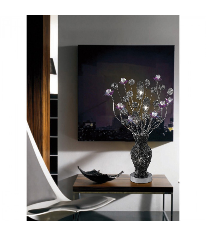 Clearance - (DH) Nevada Table Lamp 4 Light G4 Black/Purple/Crystal NOT LED/CFL Compatible-3
