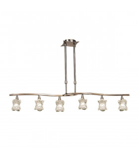 Clearance - Rosa Del Desierto Telescopic Linear Pendant Line 6 Light G9 Antique Brass-1