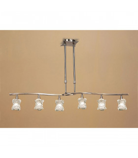 Clearance - Rosa Del Desierto Telescopic Linear Pendant Line 6 Light G9 Antique Brass-2