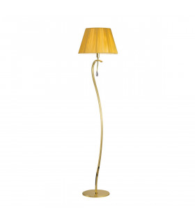 Clearance - Siena Floor Lamp E27 Polished Brass Amber Cream Shade And Clear Crystal-1