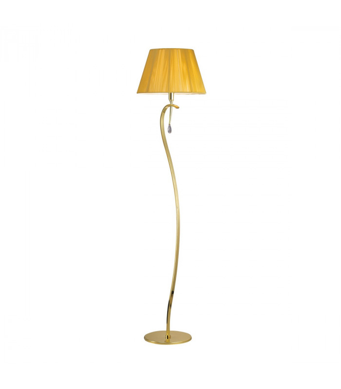Clearance - Siena Floor Lamp E27 Polished Brass Amber Cream Shade And Clear Crystal-1