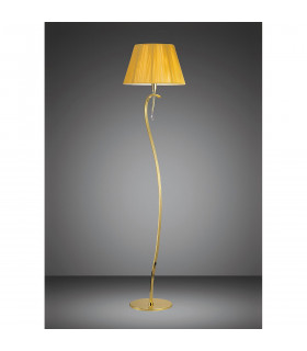Clearance - Siena Floor Lamp E27 Polished Brass Amber Cream Shade And Clear Crystal-2