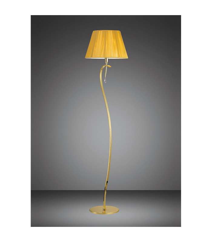 Clearance - Siena Floor Lamp E27 Polished Brass Amber Cream Shade And Clear Crystal-2
