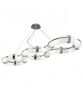 Clearance - Guss Rectangular Pendant E27 12 Light E27 Curved Bar  Polished Chrome/White Acrylic CFL Lamps INCLUDED-1