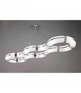 Clearance - Guss Rectangular Pendant E27 12 Light E27 Curved Bar  Polished Chrome/White Acrylic CFL Lamps INCLUDED-2