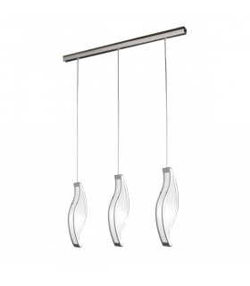 Clearance - Sintesys Linear Pendant 3 Drop E27 3 Light E27 Bar Polished Chrome/White Acrylic CFL Lamps INCLUDED-1