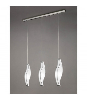 Clearance - Sintesys Linear Pendant 3 Drop E27 3 Light E27 Bar Polished Chrome/White Acrylic CFL Lamps INCLUDED-2