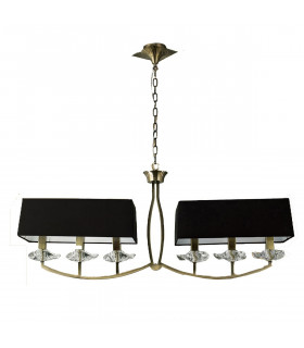 Clearance - Akira Pendant 2 Arm 6 Light E14 Antique Brass Black Shades-1
