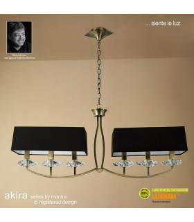 Clearance - Akira Pendant 2 Arm 6 Light E14 Antique Brass Black Shades-2