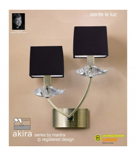 Clearance - Akira Wall Lamp Switched 2 Light E14 Antique Brass Black Shades-2