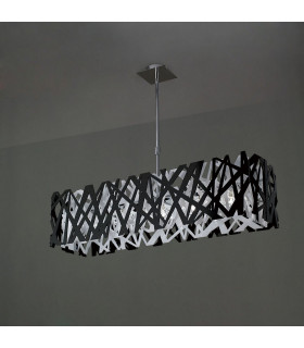 Clearance - Tokio Rectangular Pendant 5 Light G9 Polished Chrome/Black/White-2
