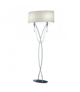 Clearance - Lucca Floor Lamp 2 Light E27 Polished Chrome White Shade & Clear Crystal-1
