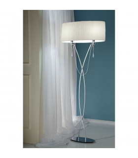 Clearance - Lucca Floor Lamp 2 Light E27 Polished Chrome White Shade & Clear Crystal-2