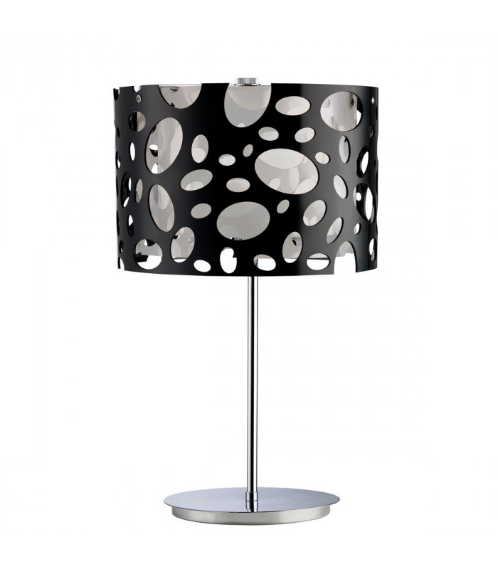 Clearance - Lupin Table Lamp E27 Gloss Black/White Acrylic/Polished Chrome CFL Lamps INCLUDED-1