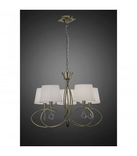 Clearance - Mara Pendant 5 Light E14 Antique Brass Ivory White Shades-2
