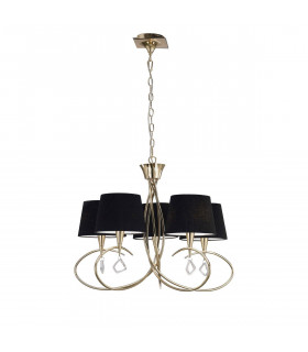 Clearance - Mara Pendant 5 Light E14 French Gold Black Shades-1
