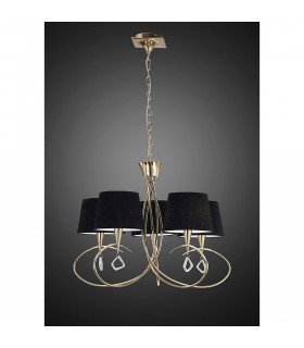 Clearance - Mara Pendant 5 Light E14 French Gold Black Shades-2