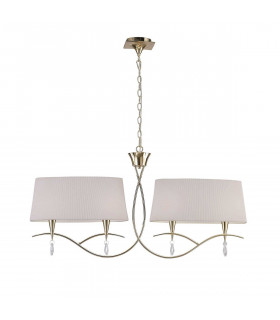 Clearance - Mara Linear Pendant 2 Arm 4 Light E14 French Gold Ivory White Shades-1