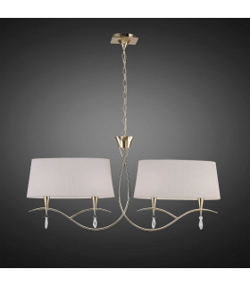 Clearance - Mara Linear Pendant 2 Arm 4 Light E14 French Gold Ivory White Shades-2