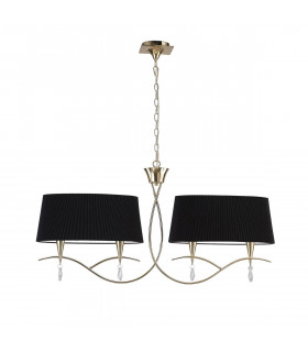 Clearance - Mara Linear Pendant 2 Arm 4 Light E14 French Gold Black Shades-1