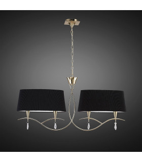 Clearance - Mara Linear Pendant 2 Arm 4 Light E14 French Gold Black Shades-2