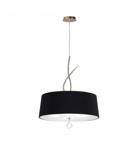 Clearance - Mara Pendant 4 Light E27 Round French Gold Black Shade-1