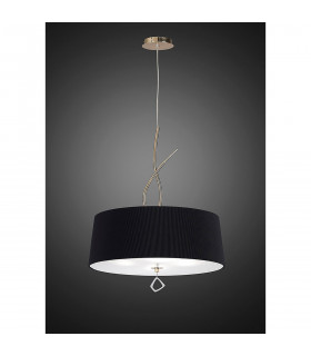 Clearance - Mara Pendant 4 Light E27 Round French Gold Black Shade-2
