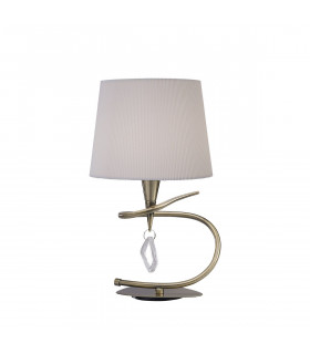 Clearance - Mara Table Lamp E14 Large Antique Brass Ivory White Shade-1