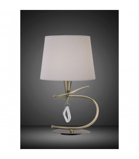 Clearance - Mara Table Lamp E14 Large Antique Brass Ivory White Shade-2