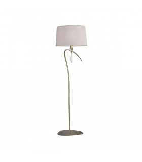 Clearance - Mara Floor Lamp 4 Light E27 Antique Brass Ivory White Shade-1