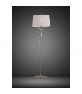 Clearance - Mara Floor Lamp 4 Light E27 Antique Brass Ivory White Shade-2