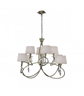 Clearance - Mara Pendant 2 Tier 8 Light E14 Antique Brass Ivory White Shades-1