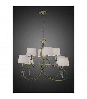 Clearance - Mara Pendant 2 Tier 8 Light E14 Antique Brass Ivory White Shades-2