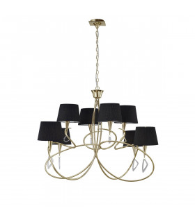 Clearance - Mara Pendant 2 Tier 8 Light E14 French Gold Black Shades-1