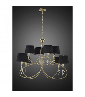 Clearance - Mara Pendant 2 Tier 8 Light E14 French Gold Black Shades-2