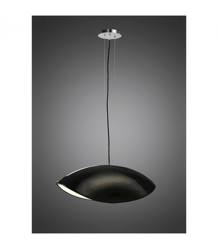 Clearance - Pasion Rectangular Pendant 4 Light E27 Gloss Black/White Acrylic/Polished Chrome CFL Lamps INCLUDED-2
